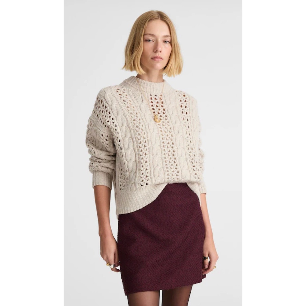 Madewell | NWOT Mini Tweed Skirt in Dark Pomegranate | Sz 4
